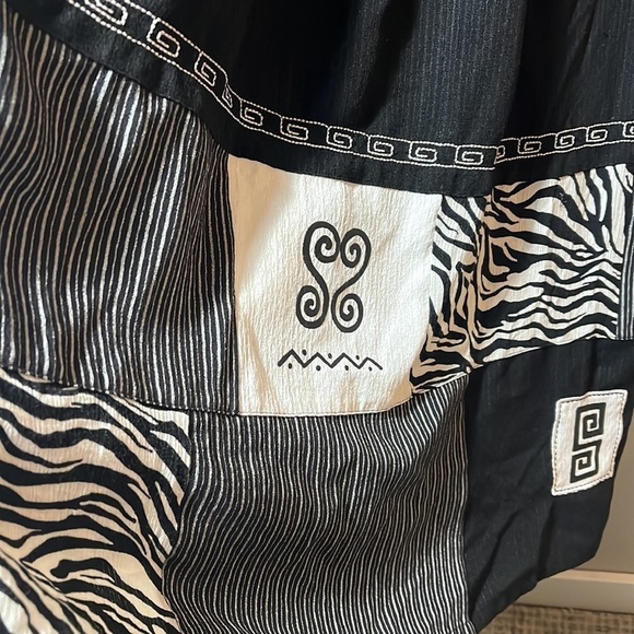 Boho Tiered Skirt Koret Black Maxi women’s L B&W Zebra Patchwork Embroidery - Picture 6 of 10